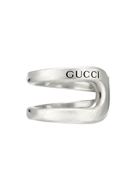 Gucci/古驰 马衔扣Gucci刻花 戒指 女款 银色