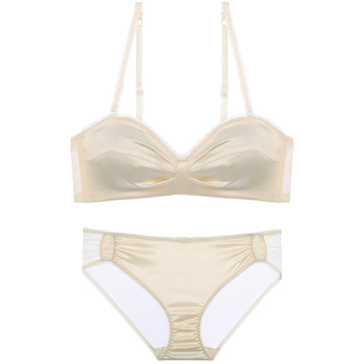 BOTHYOUNG薄款法式内衣女小胸无肩带美背文胸罩套装裹胸2026新款