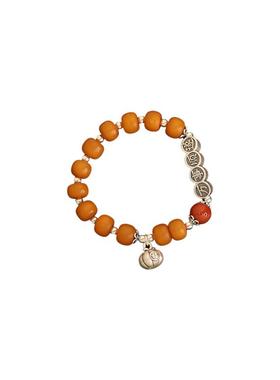 足银南瓜琥珀蜜蜡手链南红玛瑙珠珠复古国风新中式设计感手环手串