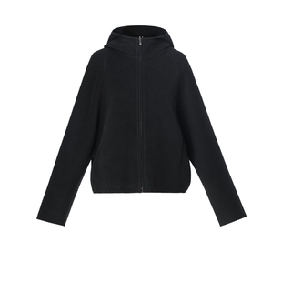 首降|歌莉娅双面呢天丝羊毛连帽短款外套女冬季2025新款穿搭