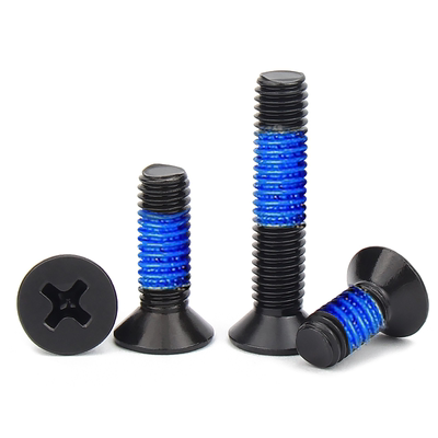 沉头十字防滑防松黑色涂胶螺丝钉