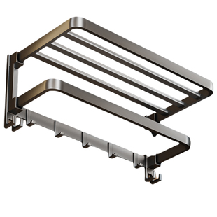 四季沐歌卫浴置物架免打孔毛巾架卫生间浴室厕所壁挂太空铝浴巾架