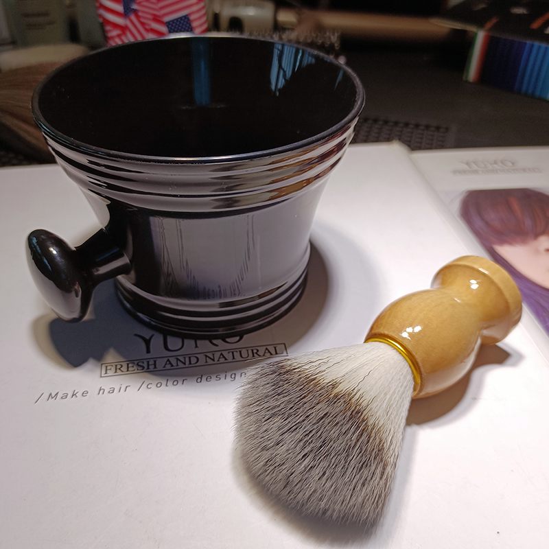 胡须打泡碗套装胡子刷男士刮胡刷剃须泡沫碗专用起泡皂刷软毛胡刷