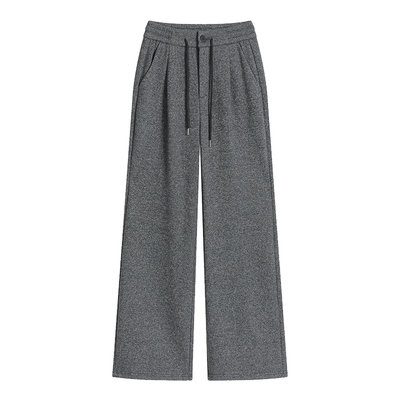 醋酸羊毛窄版阔腿裤女秋冬加绒