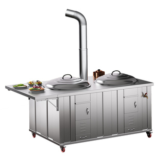 304不锈钢柴火灶家用可移动室内无烟农村柴火炉灶烧木灶台大锅台