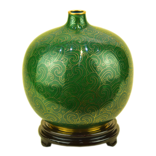 70年代老北京景泰蓝花瓶圆球求福瓶纯手工铜胎掐丝珐琅瓶客厅摆件