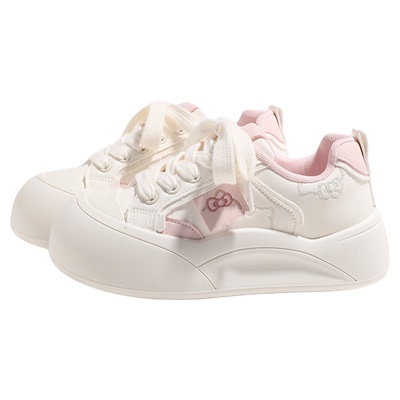 环球女鞋可爱板鞋粉色厚底小白鞋