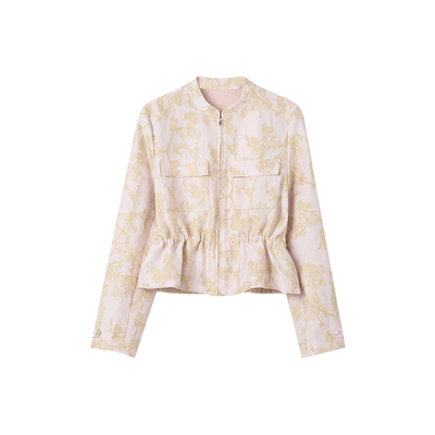 新款山茱萸纹百搭收腰外套上衣女