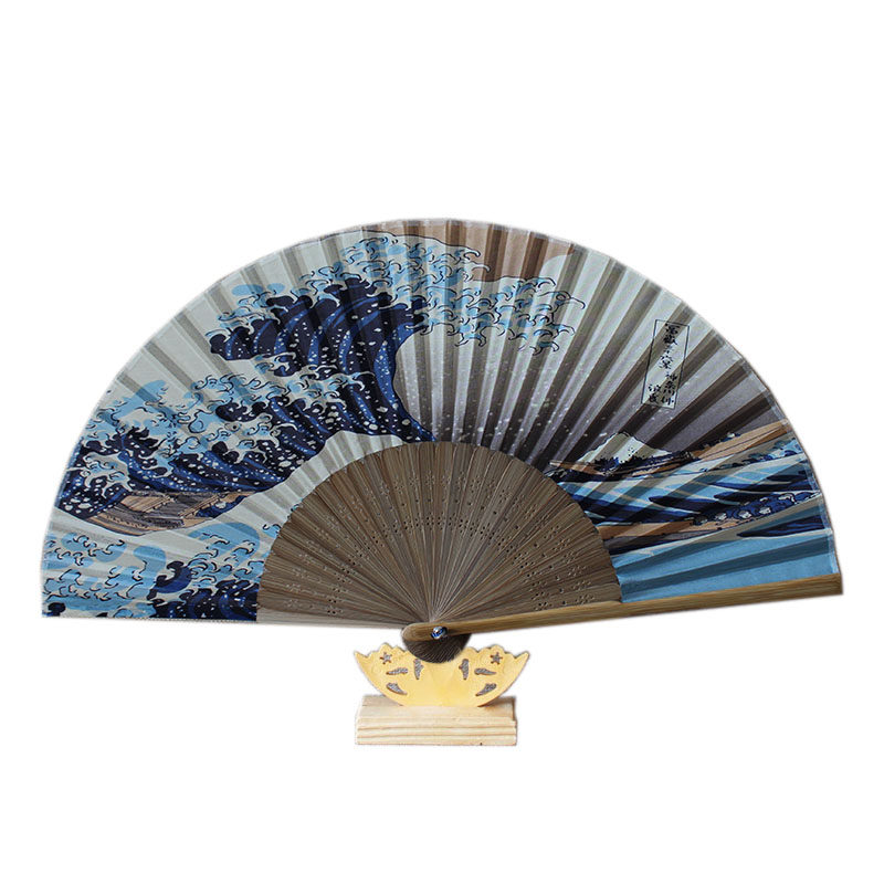 日本折扇 和风装饰扇 丝绸绢扇子 樱花海浪扇 日式店铺装饰品团扇