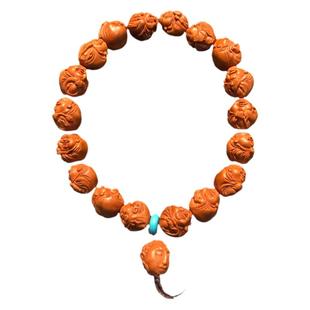 弥勒佛纯野生小桃核手串高端龙纹核桃精雕刻笑佛男士女款橄榄核雕