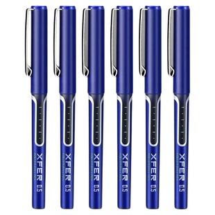 得力直液式走珠笔全针管中性笔大容量学生黑笔办公用品商务书写签字合同签名笔0.5mm针管型红蓝水笔顺滑S657