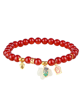 红玛瑙手串女款红色玉石手链