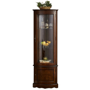 实木角柜客厅转角墙角拐角置物柜美式收纳窄柜欧式墙边转角小酒柜