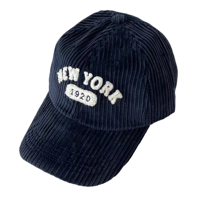 韩国进口秋冬新时尚NEW YORK字母刺绣灯芯绒棒球帽女显脸小鸭舌帽