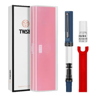官方旗舰店twsbi三文堂ECO钢笔秋蓝黑钛版大容量书写办公用活塞上墨式钢笔墨蓝色商务签字练字书法笔送礼刻字