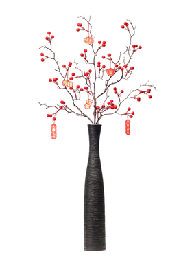 北欧长款细高陶瓷花瓶干花插花器白色电视柜开放格玄关柜装饰摆件