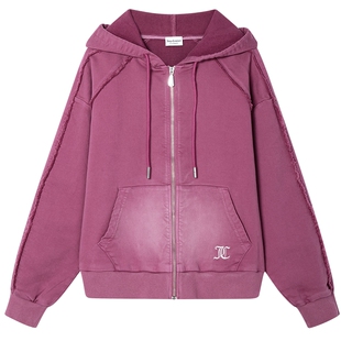 Juicy Couture橘滋外套女26春夏新款宽松针织卫衣牛仔拉链上衣