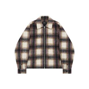 【明星同款】WE11DONE25秋冬男女同款Logo格子衬衫夹克休闲
