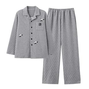 芬腾可安睡衣男款男士2026新款冬季纯棉夹层空气棉加厚内敛家居服