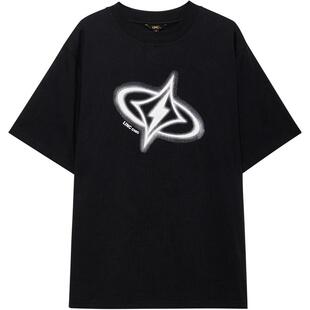 LINCCHIC金羽杰圆领短袖上衣女廓形感印花大T恤女半袖S242TS192Y