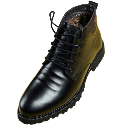 高帮保暖加绒黑色潮流英伦皮鞋