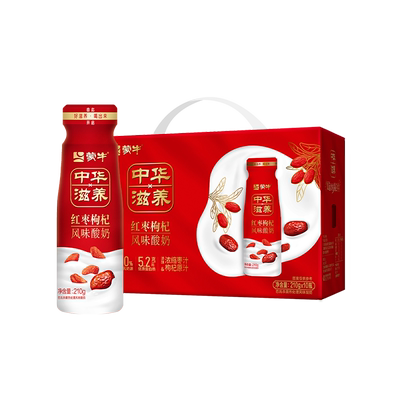 蒙牛低温酸奶阿慕乐燕麦黄桃210g/红枣枸杞210g*10瓶 tk