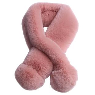 亲子款儿童围巾仿獭兔毛毛绒女童男童冬季围脖仿皮草可爱儿童脖套