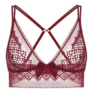 法式超薄款内衣女套装无钢圈纯欲三角杯美背透气性感蕾丝文胸夏季
