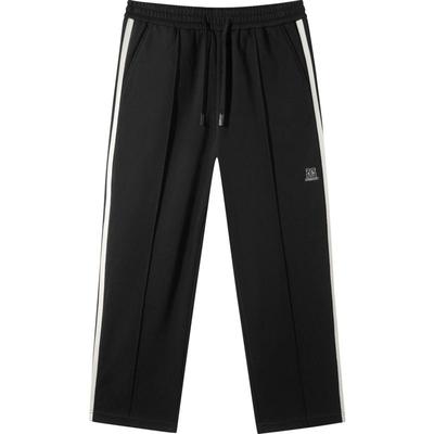 2024秋冬品GXG男士侧边撞色时尚刺绣直筒裤休闲裤男