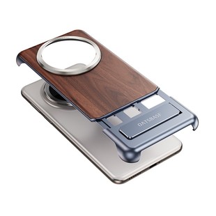 胡桃木适用华为mate70Pro手机壳实木金属无边框带支架木质外壳mate70+十保护套磁吸半包后壳新款高级感meta60