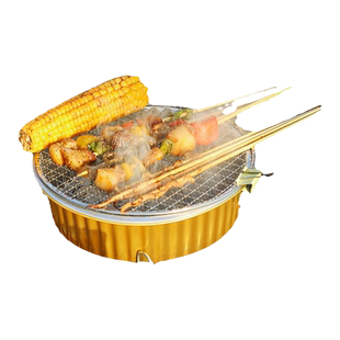 一次性碳烤炉家用木炭烧烤架套装火锅露营野餐锅具户外锡纸锅烤肉