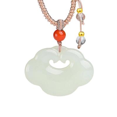 印象眸和田玉吊坠平安如意锁