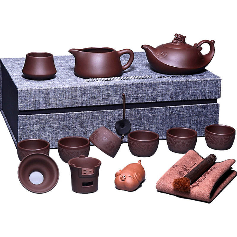 纯全手工原矿名家龙啸壶整套茶具