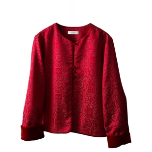 丝艺填充100%桑蚕丝螺钿织金丝毛宽松国风棉服女新中式正襟棉衣冬