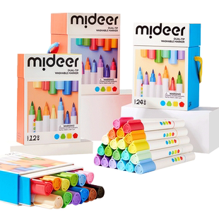 【自营】mideer弥鹿儿童双头水彩笔可水洗幼儿园套装无毒绘画笔