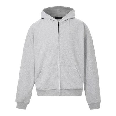 98SQUID 美式高街cleanfit连帽纯色开衫外套秋冬情侣休闲短款上衣