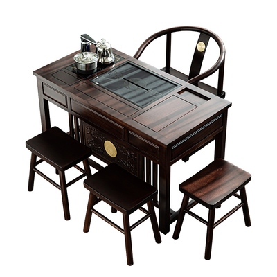 进口原木榫卯新中式功夫茶桌