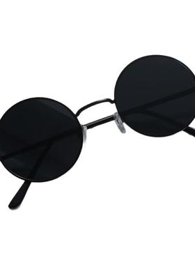 2025年夏季新款复古圆形墨镜蛤蟆镜反光太子镜圆框时尚太阳眼镜潮