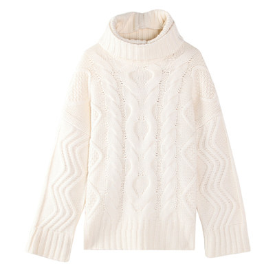 东黎重磅厚款英格兰绞花羊绒衫