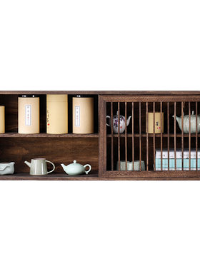 实木置物架博古架茶具展示架吊柜