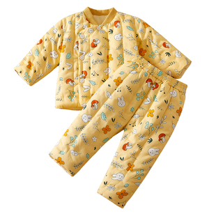 婴幼儿冬季加厚手工纯棉花棉袄棉裤套装儿童居家外出保暖棉衣棉服