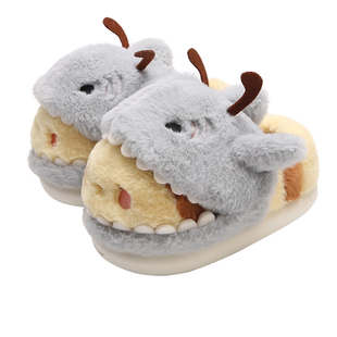 防滑包跟冬季鲨bee棉拖鞋ins男女卧室情侣趣味可爱鲨鱼蜜蜂毛毛鞋