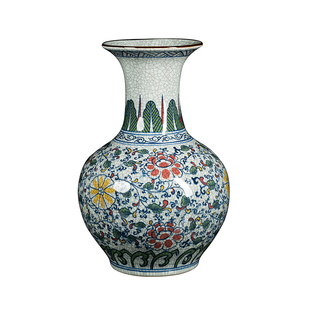 仿古官窑陶瓷大号花瓶景德镇中式家居客厅电视柜水养插花装饰摆件