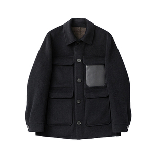 雅奢型格 温厚从容 秋冬男士加厚羊毛双面呢夹克老钱风猎装外套男