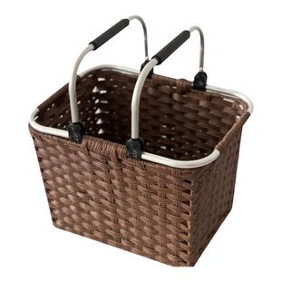 春游野餐篮子非藤编手提菜篮子采摘踏青ins便携郊游野炊篮子编织