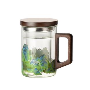 温感玻璃茶杯男士泡茶专用大容量客厅待客喝水杯子绿茶水杯带把手