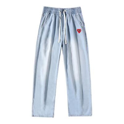 查尔斯桃心莱赛尔冰丝牛仔长裤