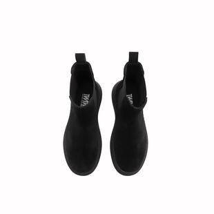 TWTW复古厚底磨砂皮马丁靴女2024新款秋冬百搭炸街套筒切尔西短靴