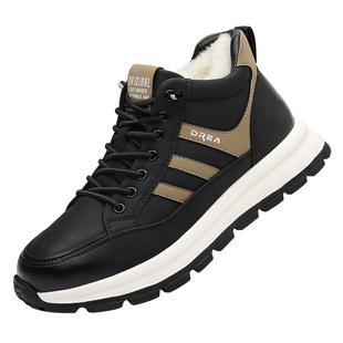 冬季男士棉鞋真皮羊毛保暖休闲男鞋子皮毛一体高帮运动加绒棉皮鞋