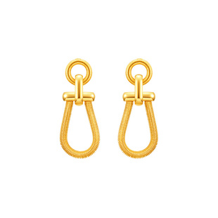 明牌珠宝时光印记5G黄金耳钉 足金马蹄印金丝缠绕耳饰AFH0457